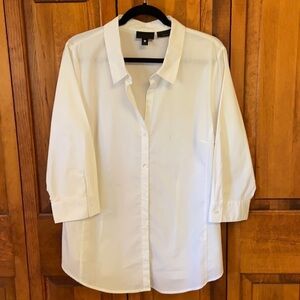 Worthington Stretch White Blouse Career Buttondown